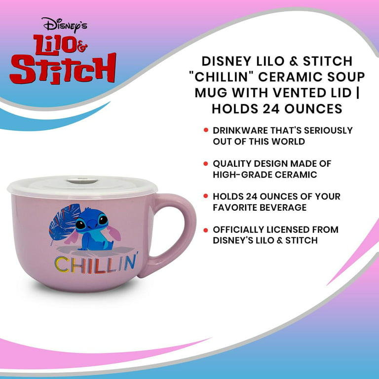 Disney Stitch Ceramic Soup Mug with Pressure Release Lid 24 OZ –  Pit-a-Pats.com