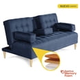 thumbnail image 2 of Sofá Cama Makora Queen con Memory Foam, Color Azul Lino, Respaldo Reclinable de 3 Posiciones, 2 of 9