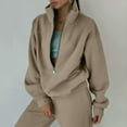 thumbnail image 3 of LEKODE Womens Sweatshirts No Hood Fall Sets for Women Comfort Sweatshirt Woman Long Sleeve Tops Womens Athletic Sets Women Comfy Sets Ladies Long Sleeve Tops Khaki 3XL, 3 of 7