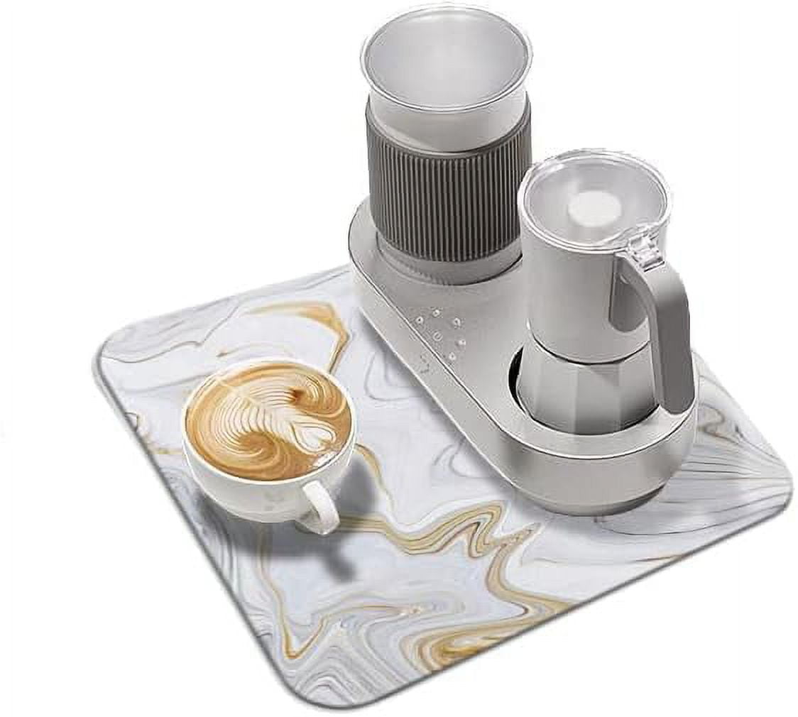 Washable Rubber Swirl Marble Dish Drying Mats For Kitchen Counter Home Large Coffee Bar Pad Accessories And Decor For Utensils Stemware 16''''x18''''