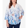 thumbnail image 4 of Alfred Dunner Womens Plus-Size Butterfly Border Jacquard Split Neck Top, 4 of 6