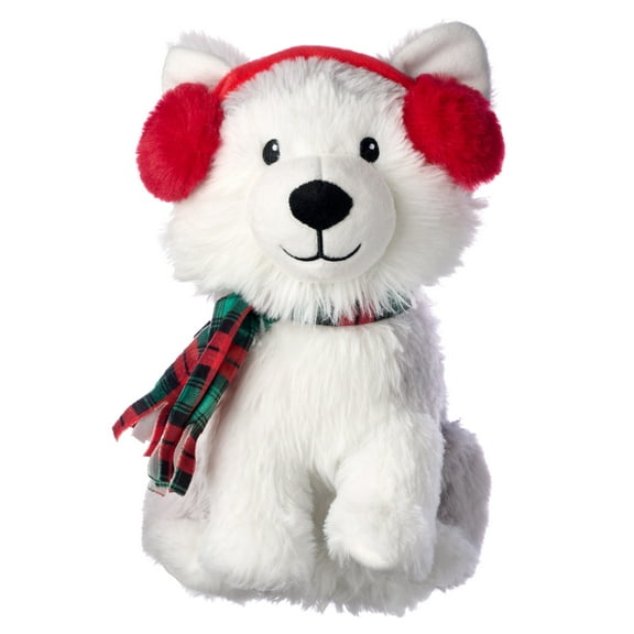 American Greetings 9.5 in. Christmas Plush Husky with Earmuffs and Scarf (1-Count)