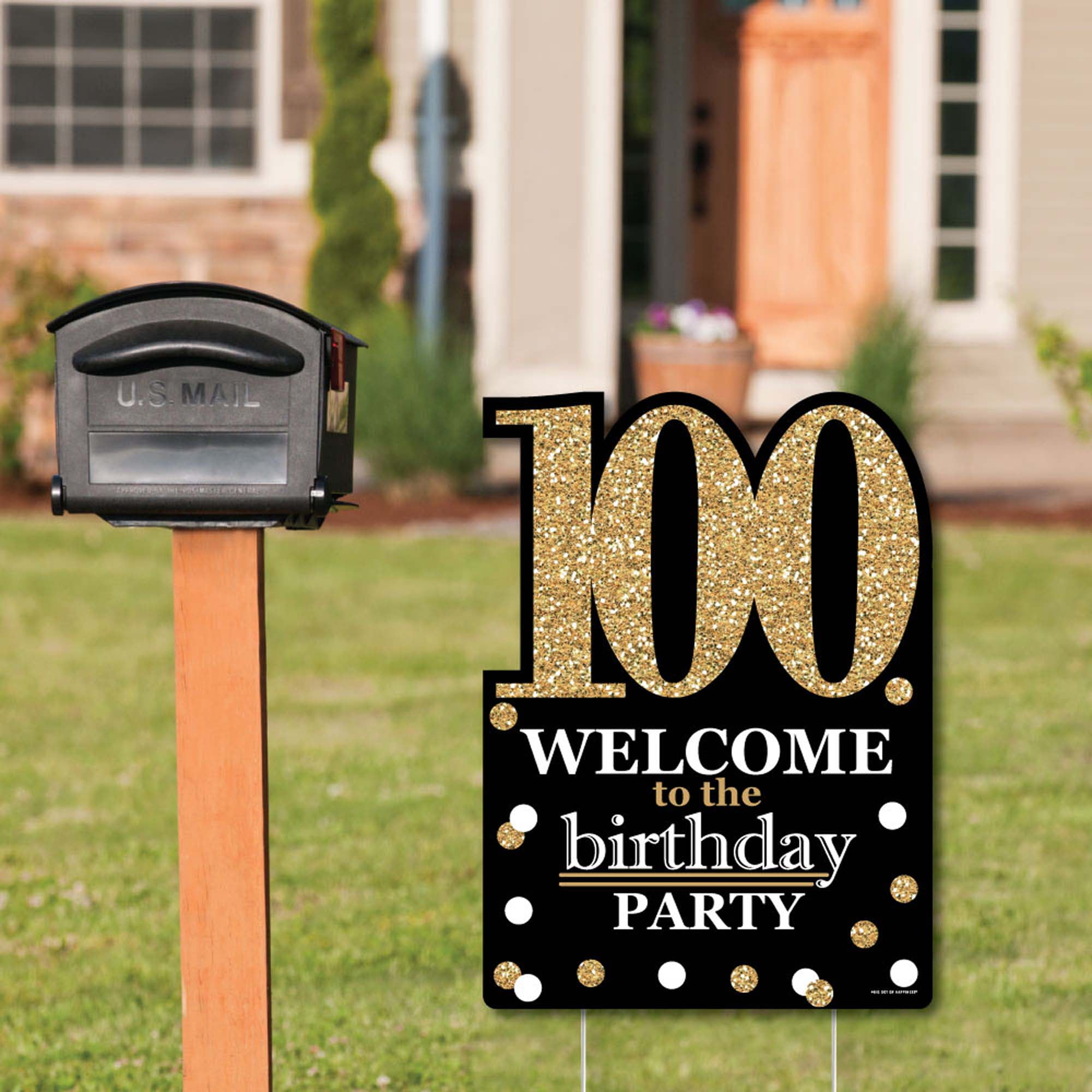 Big Dot of Happiness Adult 100th Birthday - Gold - Party Decorations - Birthday Party Welcome Yard Sign