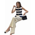 thumbnail image 4 of Women'S Striped Vest Button Down Colorblock Split Sleeveless Business Top M, 4 of 9