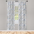 thumbnail image 4 of Ambesonne Floral Window Curtains, Flowers with Blue Dots, Each 28" W x 84" L, Black White Blue, 4 of 4