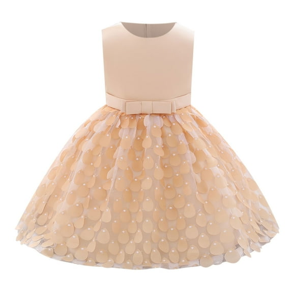 Odeerbi Girls Dresses Flower Girl Dress Toddler Temperament Bowknot Cute Mermaid Beading Birthday Party Gown