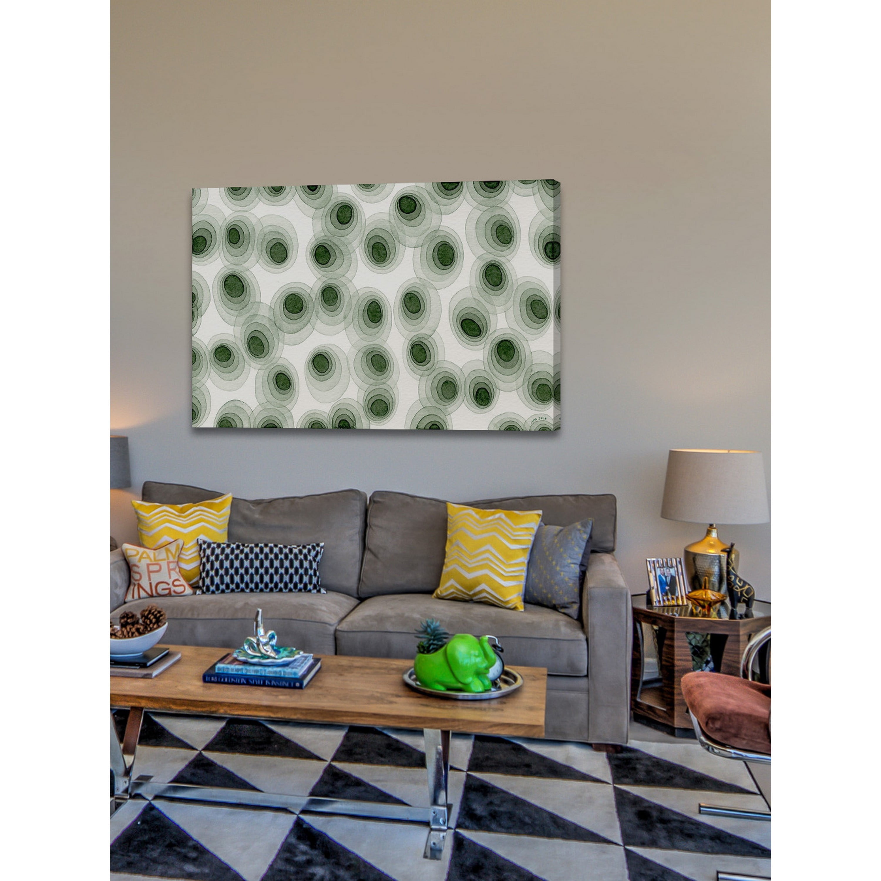 Marmont Hill "Earthy Green Ovals" by Nikki Galapon Painting Print on Wrapped Canvas