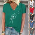 thumbnail image 1 of Fiudx Ofertas Del Día Blusas Informales de Manga Corta con Cuello En V y Estampado a La Moda para Mujer, 1 of 4