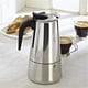 thumbnail image 2 of Cafetera italiana de acero inoxidable: para fogones, asa fría de baquelita, acabado plateado, para un espresso o capuchino intenso, fácil de limpiar, 2 of 6