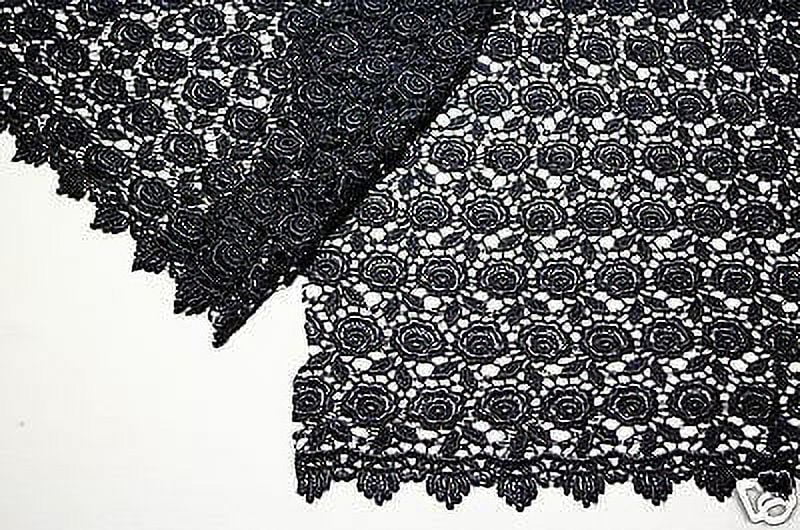 Lily 42"  Rose Venice Lace Fabric All Over Both side Scalloped Edge 9 colors