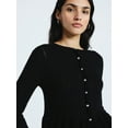 thumbnail image 4 of Scoop Women's and Women's Plus Peplum Ruffle Cardigan Sweater, Lightweight, Sizes XS-4X, 4 of 5