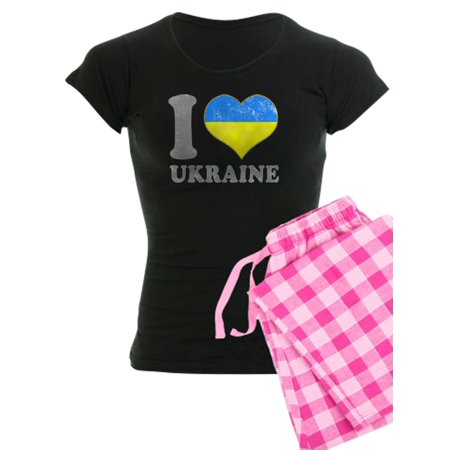 

CafePress - I Love Ukraine Native Ukrainian Flag Pajamas - Women s Dark Pajamas