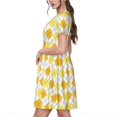 thumbnail image 2 of Disketp yellow argyle for Women's Short Sleeve Dress Womens Summer Dresses Beach Casual Loose T-shirt, 2 of 6