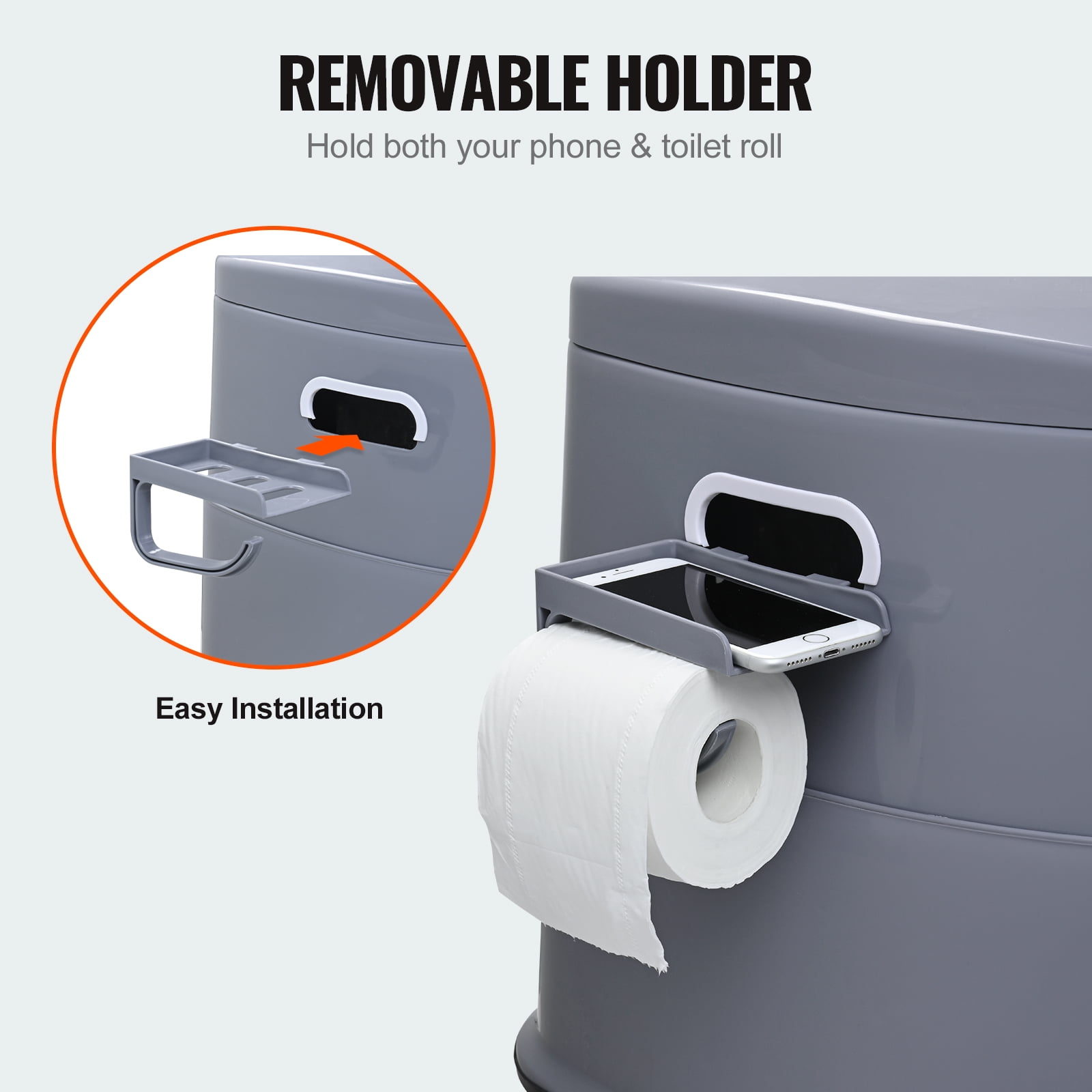 KFFKFF Mobile Commode, 1.3 Gal Split Inner Bucket & Paper Holder, Dual Cover, Ideal for Outdoor Use, Road Trips, Camping, for Both Adults & Children