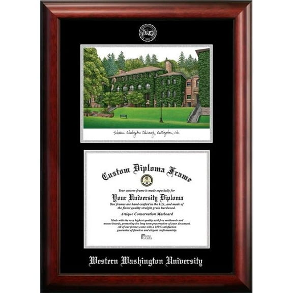 Campus Images WA997LSED-1185 11 x 8.5 in. Western Washington University Silver Embossed Diploma Frame with Lithograph
