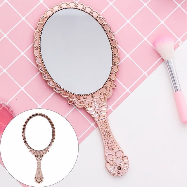 Hand Makeup Handheld Decorative Personal Vintage Cosmetic Travel Hand Vintage Handheld With Handle Vanity Makeup Travel,Gold Mothers Day Makeup Magnifying Glass