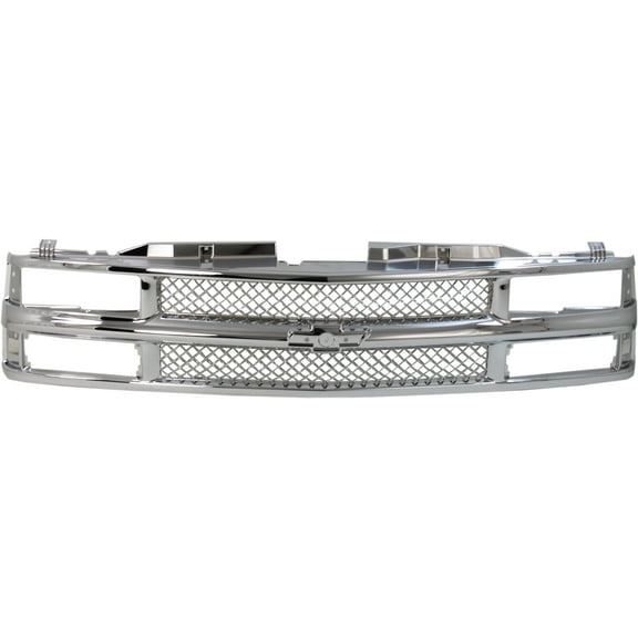 Grille Assembly Compatible With 1994-1999 Chevrolet C1500 1994-2000 C2500 Chrome Shell and Insert