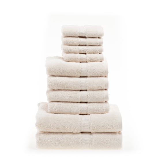 900 GSM Egyptian Cotton Solid 10-Piece Towel Set Cream