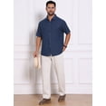 thumbnail image 5 of DARING DIVA Men's Texture Short Sleeve Button Down Casual Knitted Shirt L Dark Blue, 5 of 7