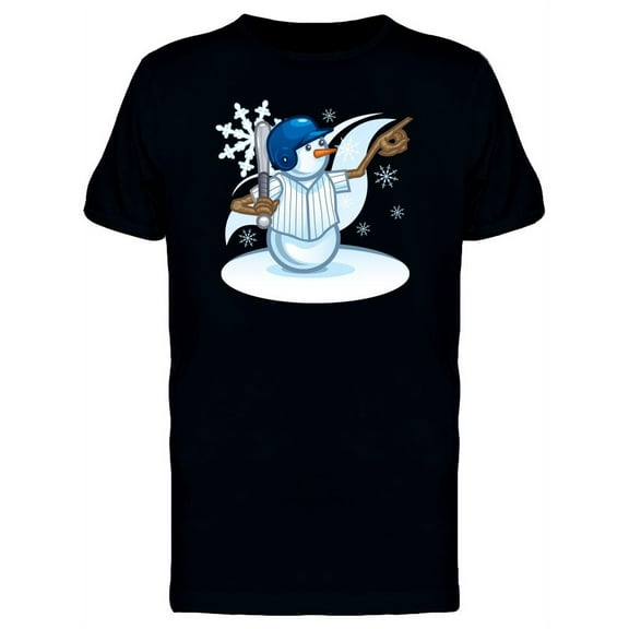 Snowman Baseball Player Cartoon T-Shirt Men -Image by Shutterstock, Male 3X-Large