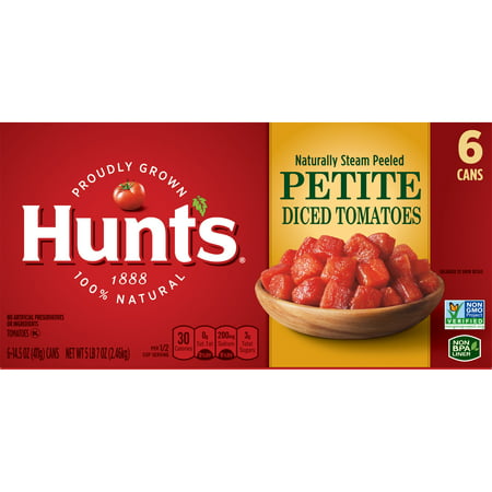Hunt's Petite Diced Tomatoes, 100% Natural Chopped Tomatoes, 14.5 Oz, 6 (Best Canned Tomato Puree)