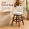 thumbnail image 4 of SESSLIFE Beige Bar Stools with Back Set of 2, 26" Counter Height Swivel Bar Stools, Upholstered Farmhouse Counter Stools with Solid Wood Legs, Bar Chairs for Kitchen Island & Home, 4 of 11