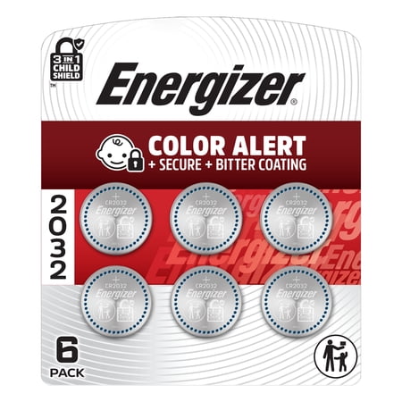 Energizer 2032 Coin Lithium Batteries (6 Pack), CR2032 3V Lithium Batteries, Compatible with Smart Tags and Similar Devices, Key Fobs, Watches and more