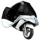 thumbnail image 1 of Funda impermeable para motocicleta, resistente al agua, a la lluvia, a los rayos UV y transpirable para exterior e interior con bolsa de almacenamiento, talla M (negra y plateada), 1 of 7
