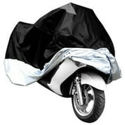 Motorcycle Motorbike Waterproof Water Resistant Rain UV Protective Breathable Cover Outdoor Indoor With Storage Bag Size XXL (Black and Sliver)