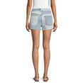 thumbnail image 3 of Madden NYC Juniors' Colorblock Denim Mom Shorts, 3 of 5