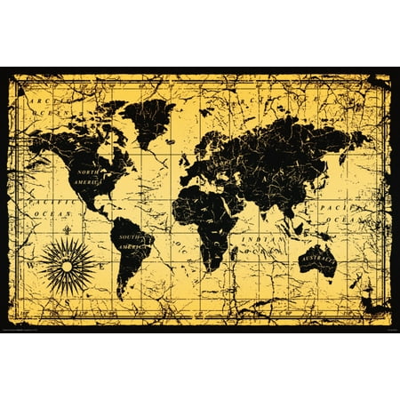 World Map Old Style Vintage Antique Art Print Poster 36x24 inch