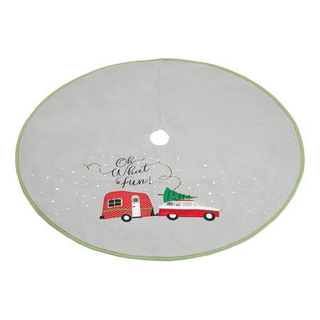 Holiday Time Fleece Truck and Camper Christmas Tree Skirt,