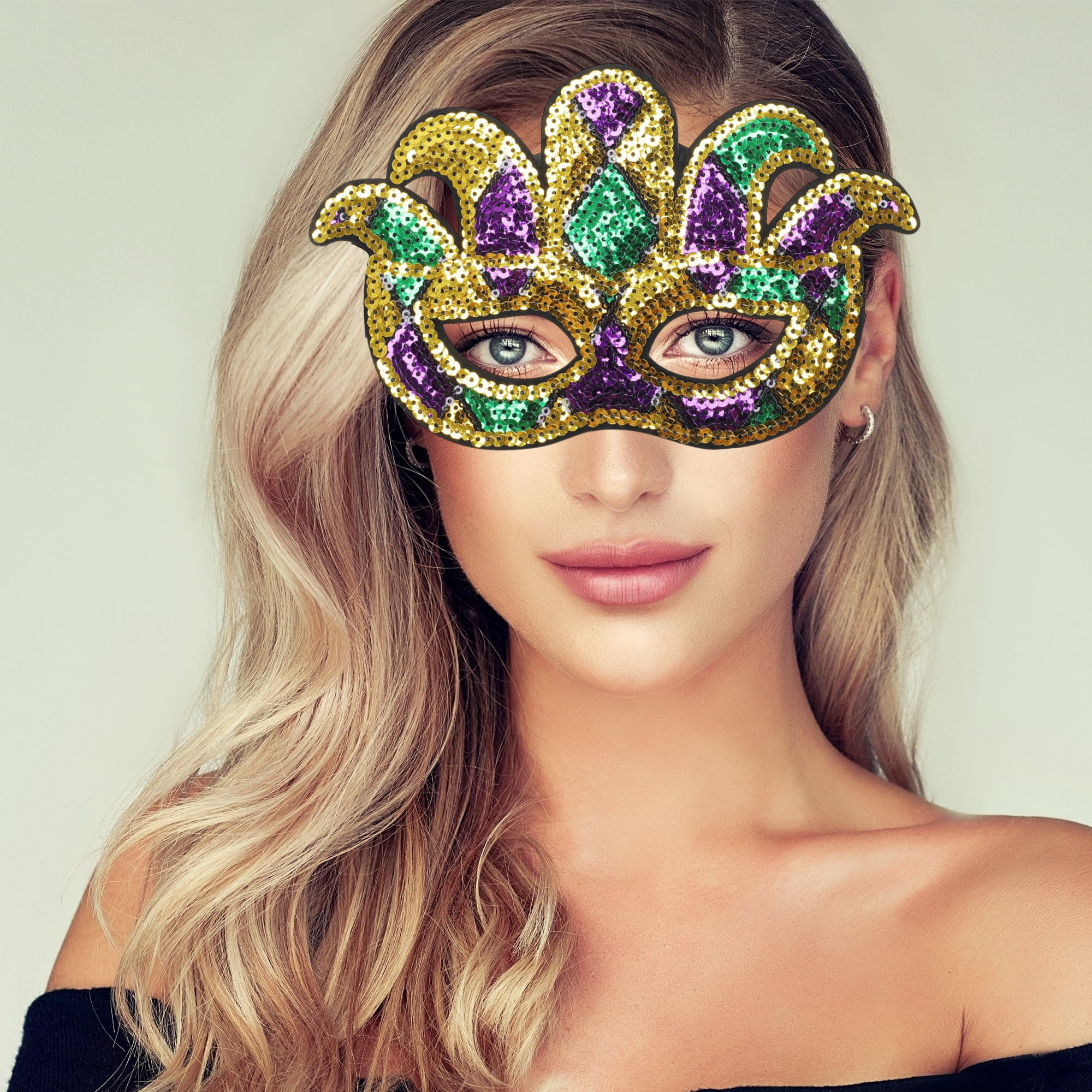 Unique Bargains 1 Pack Colorful Sequins Party Mask Purple Green Yellow 6