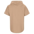 thumbnail image 4 of FINALGANG Boys Kids Casual Short Sleeve Hooded Shirt Solid Color Bust Pocket Button Down Lightweight Shirt For Summer Daily Wear Outdoor Activities Brown 11-12 Years, 4 of 4