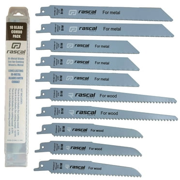 Rascal Tools Reciprocating Saw Blades - 10 Pack & Storage Case - Premium Reciprocating Saw Blade Set with Cobalt for Durability and Strength - Reciprocating Saw Blades Pruning, Sawsall Pruning Blades
