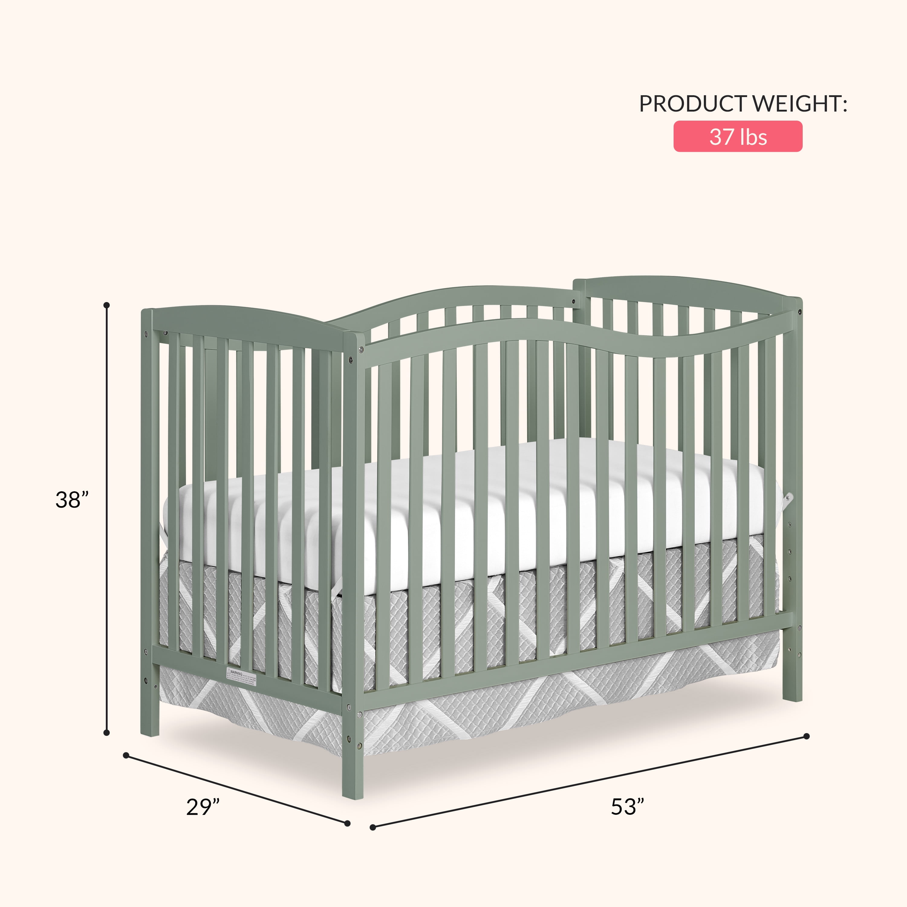 Dream On Me Chelsea 5-in-1 Convertible Crib, Meadow Green