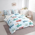 thumbnail image 2 of Manfei Colorful Cartoon Airplane 7pcs Bedding Comforter Set,Multicolor Aircraft Theme Queen Bedding Sets For Boys Kids,Reversible, 2 of 6