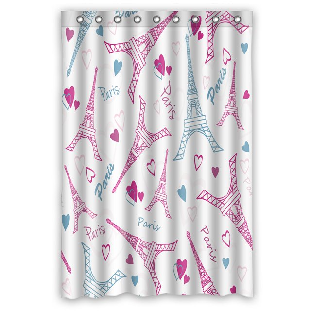 Cortina de Ducha Impermeable ABPHQTO Torre Eiffel París Amor Rosa 120x180 cm