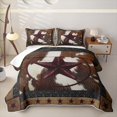 thumbnail image 2 of Erosebridal Western Vintage Quilt King,Cowhide Lone Stars Pattern King Coverlet Set For Boys,3-Piece, 2 of 7