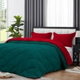 thumbnail image 4 of DNG Creations 3 Piece Solid Reversible Diamond Pattern Comforter 550 GSM All Season 800 TC, 100% Egyptian Cotton - Oversized Queen - Size ( Teal/Red Colour ), 4 of 7