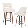 thumbnail image 3 of CRERIYO 360°Swivel Bar Stools Set of 2, Upholstered Linen Kitchen Island Chairs with Low Back, Thick Padded Seat and Circular Footrest, Beige, 3 of 8