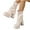White, variant on LOVZFMLL Boots for Women Mid Calf Stovepipe Boots Square Toe Slip Resistant Mid Chunky Heel Patent Leather Fall Winter