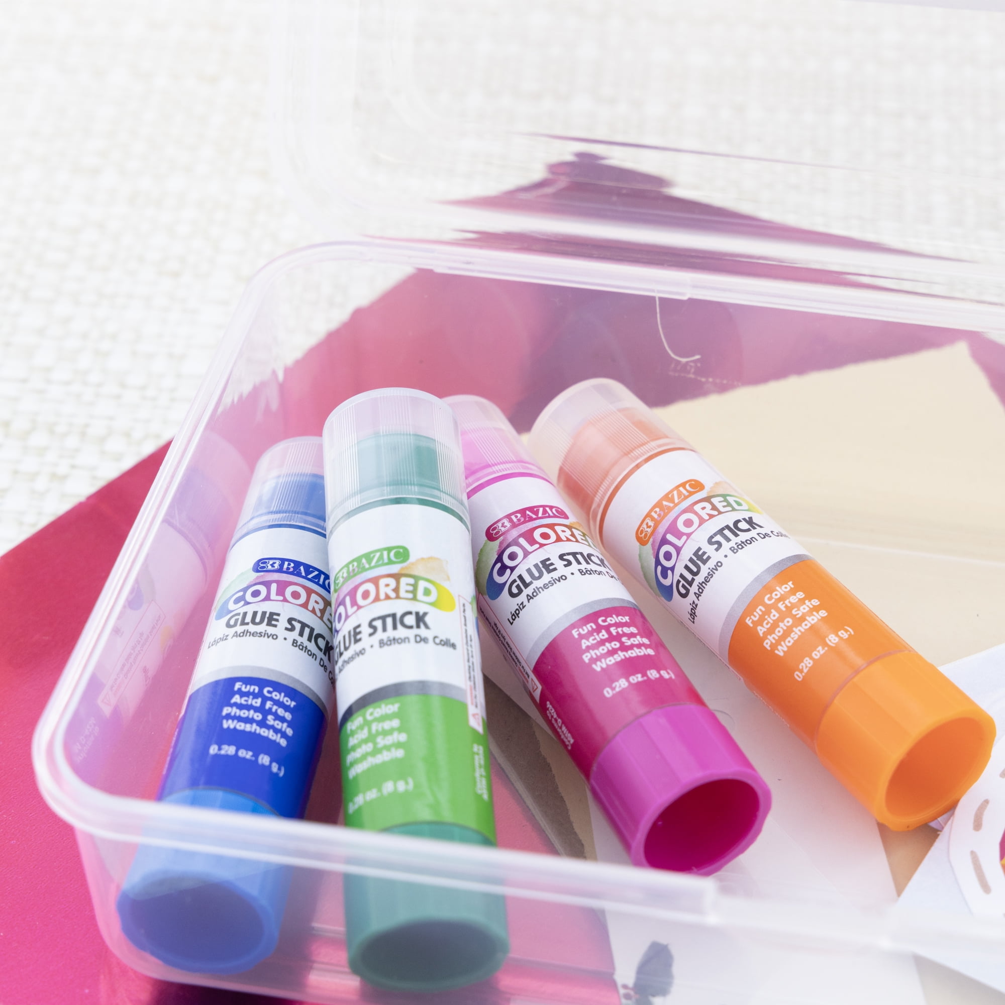 BAZIC Washableed Glue Stick 8g/0.28 Oz, Acid Glue Sticks (4/Pack), 24-Packs