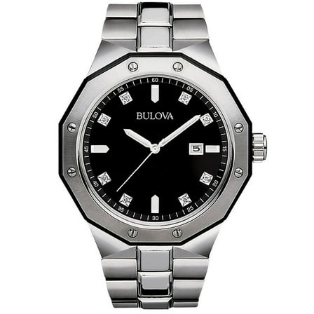 Bulova Men's Marine Star Diamond Accented Stainless Steel Watch 98D103