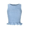 thumbnail image 6 of Gyexs Women Shirred Tank Top Ruffle Sleeveless Tanks Frill Smocked Halter Camisole Tops Summer Trendy Streetwear (Blue, XL), 6 of 6