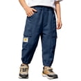 thumbnail image 4 of Gyexs Toddler Boys Jogger Pants Uniform Pants with Pockets Elastic Waist Casual Pants for Kids, 4 of 8