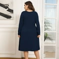 thumbnail image 5 of POSESHE Women's Plus Size Winter Casual Dress,Long Sleeves,Loose Flowy Dress With Pockets,Navy Blue,3XL, 5 of 5