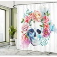 thumbnail image 4 of Ambesonne Skull Shower Curtain, Floral Colorful Skeleton, 69"Wx84"L, Multicolor, 4 of 4