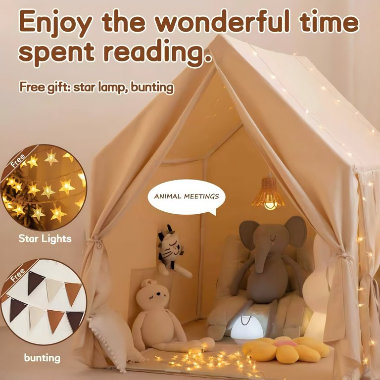 Koppop Toddler Playhouse Tent with Bunting, Beige photo 5