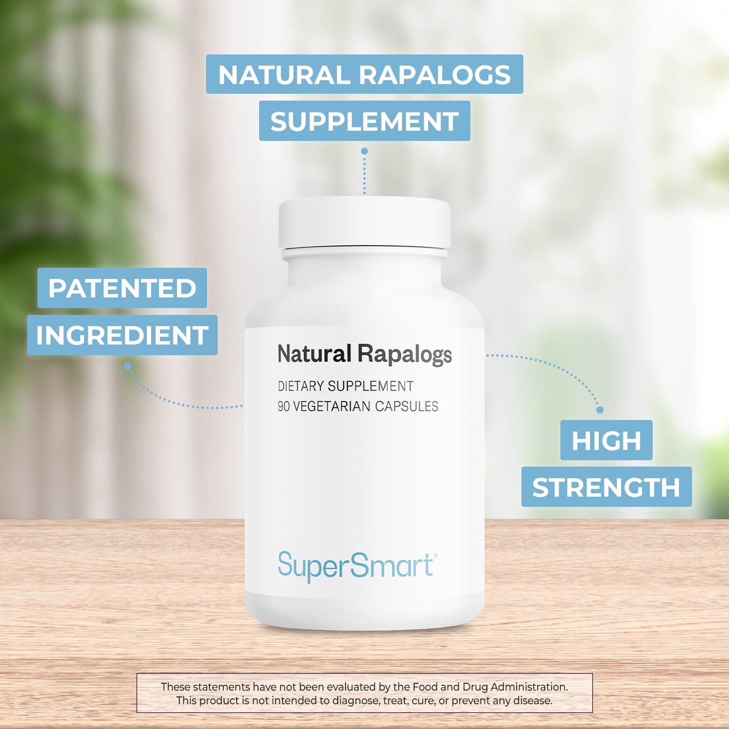 SuperSmart Natural Rapalogs (Advanced Formula) - with EGCg, Fisetin, Trans-resveratrol, Salicin, Curcumin Phytosome | Non-GMO & Gluten Free - 90 Vegetarian Capsules